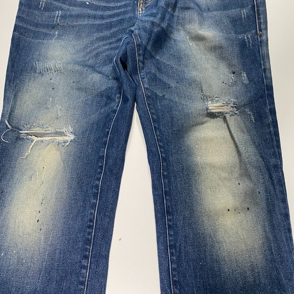 Ed Hardy Embossed Skull Distressed Dagger slim fit jeans mens size 34x28 - Picture 3 of 11